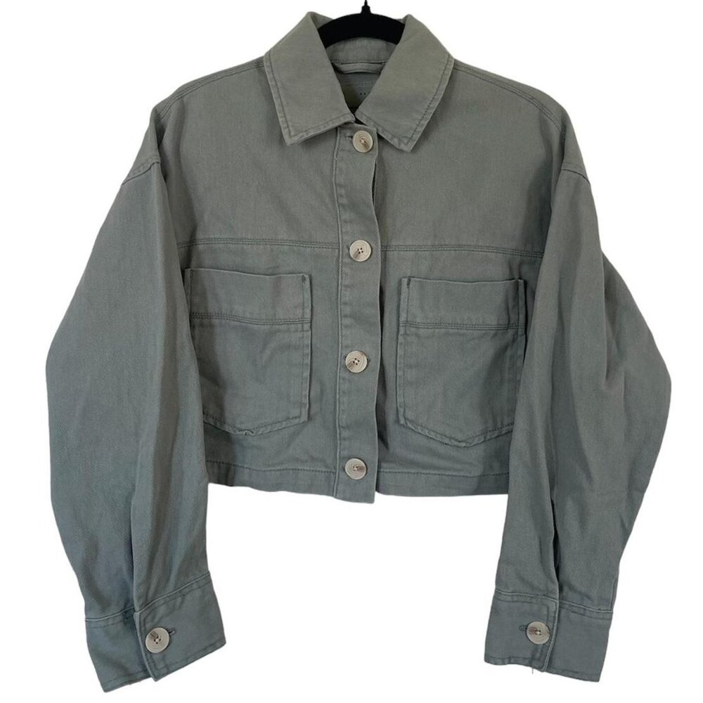 Blanknyc Cropped green and khaki jacket - perfect for fall and winter
